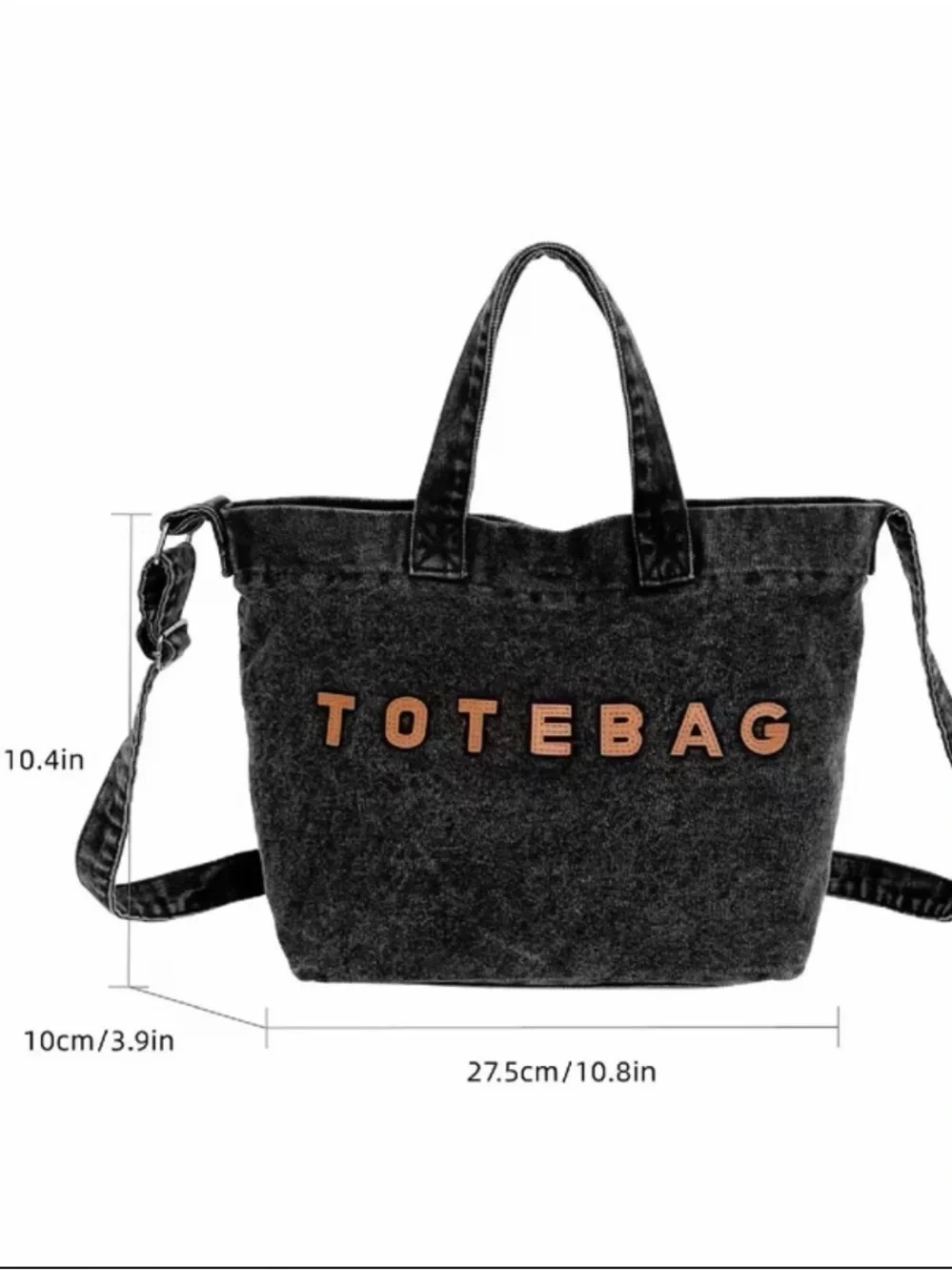 TOTEBAG Black Tote Bag with Shoulder Strap